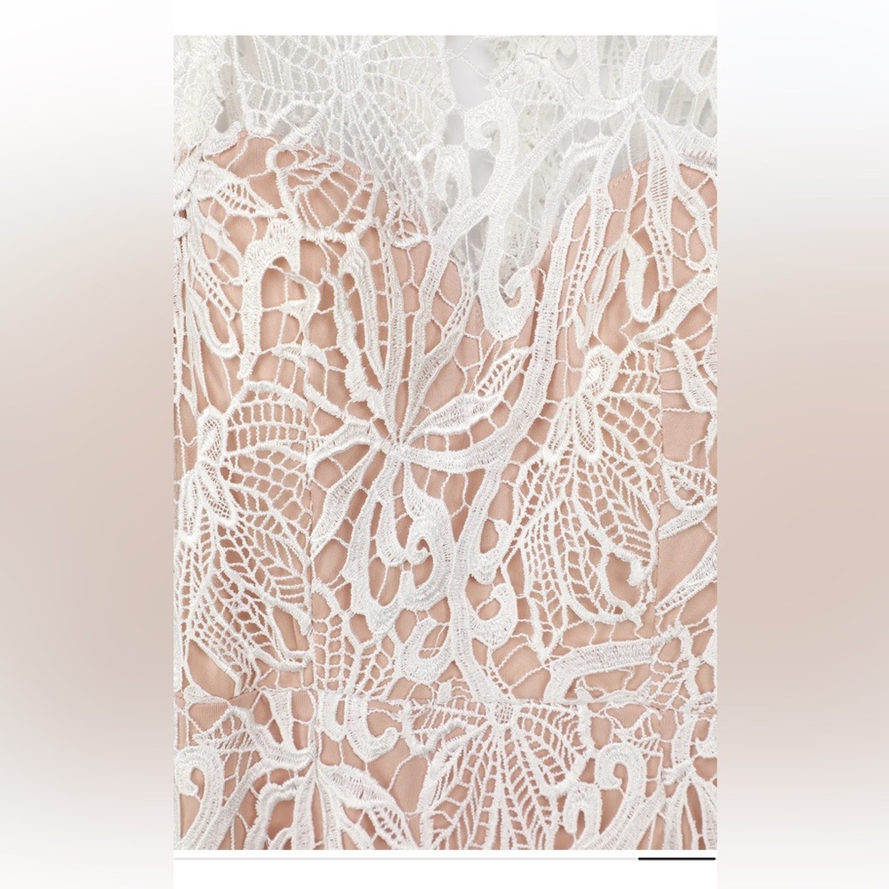 White Crochet Lace Mermaid Maxi Dress Large Boho Wedding Bridal Beach Gown - Picture 8 of 15